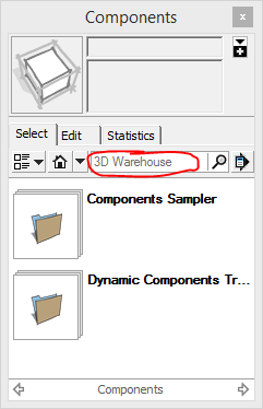 Het 3D Warehouse bereiken vanuit SketchUp