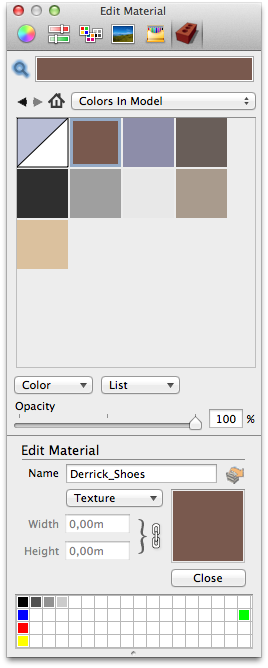 Het palet Materials op Mac