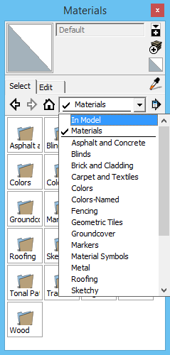 Het palet Materials op Windows